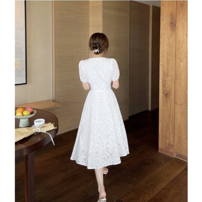 OFFICE MIDI WHITE DRESS CASUAL KOREAN FASHION ALLSIZE IMPORT NEW ARRIV