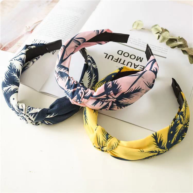 Bando Bandana Wanita Simpul Korean Style Motif Daun Aksesoris Rambut Wanita Fashion Korean Import