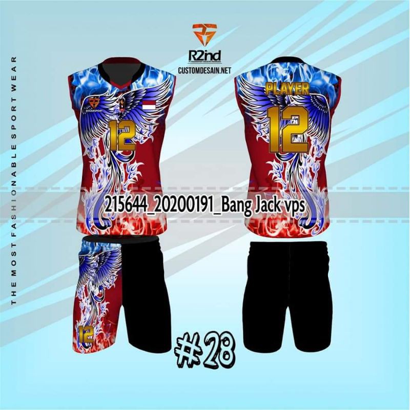 jersey baju kaos voli printing custom