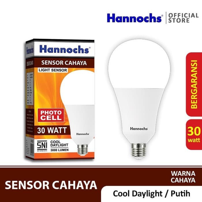 Hannochs Lampu LED Light Sensor Cahaya 30 watt cahaya Putih