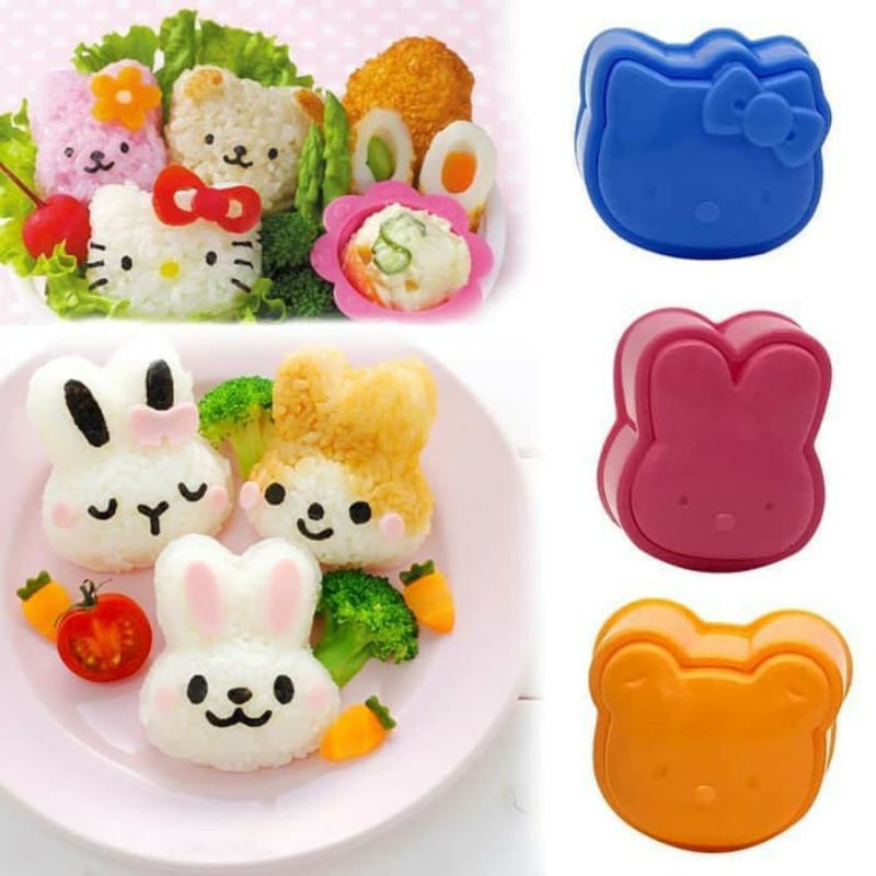 Cetakan Nasi Bento Anak 3in1 Karakter Rice Mold Kids Mini