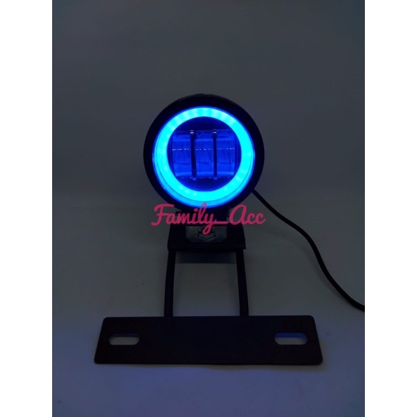 Breket Lampu Tembak Dudukan Plat Nomor Rxk + Lampu Tembak K30 3 Mata Daymaker Bulat Angel Eye RxK