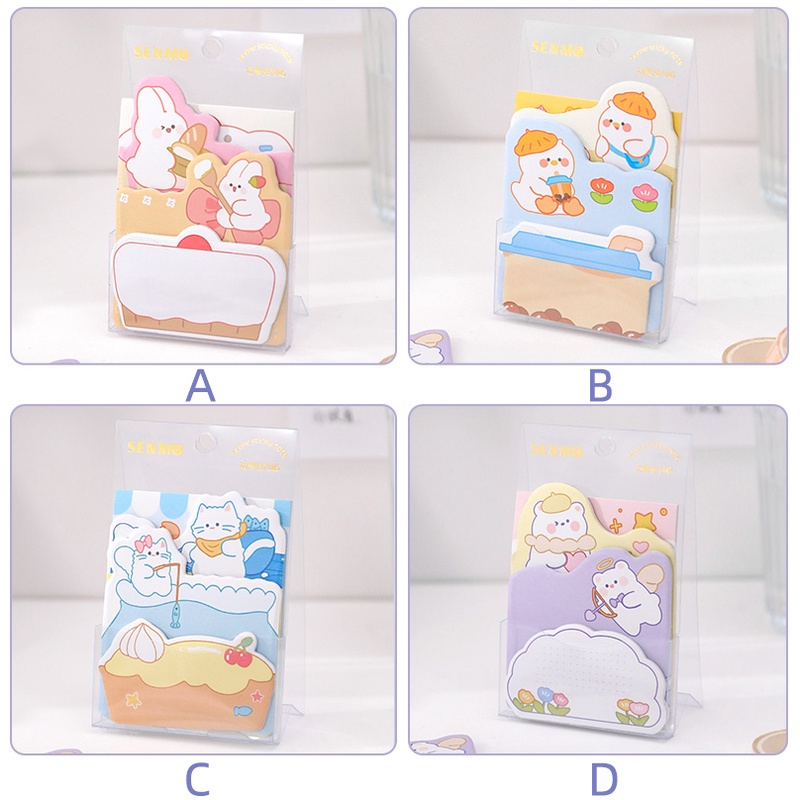 80 Sheets INS Creative Cartoon Story Series Sticky Notes Set Student Handbook Deco Tearable Note Paper Set