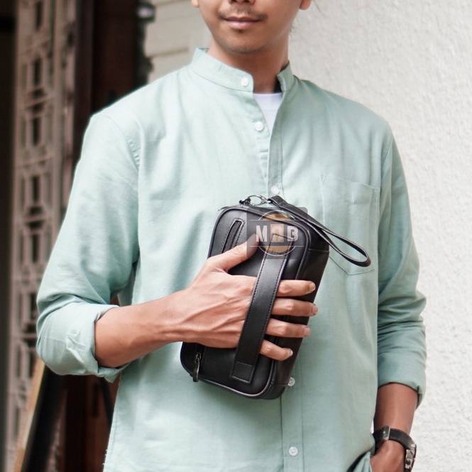 Clutch Pria Hand Bag Pria Clucth Bag Tas Tangan 3 Penyimpanan Utama Tas Tangan Cowok Kulit Hand Bag 