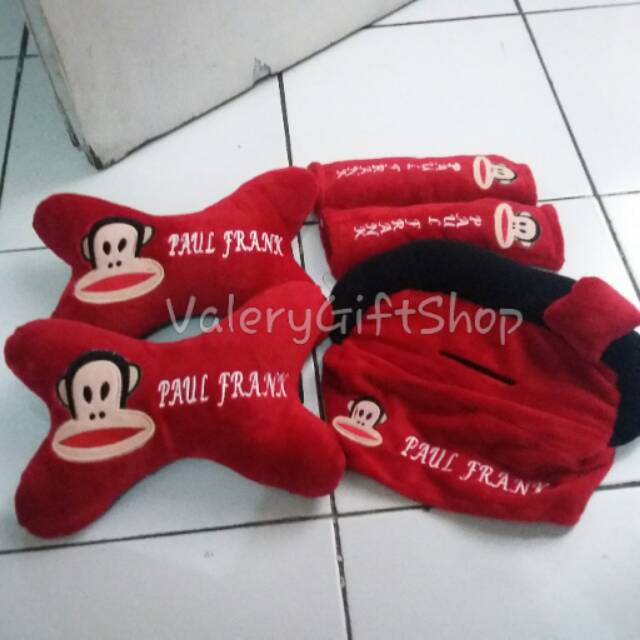 Carset Mobil Sarung Headrest Boneka Paul Frank Bordir Monyet