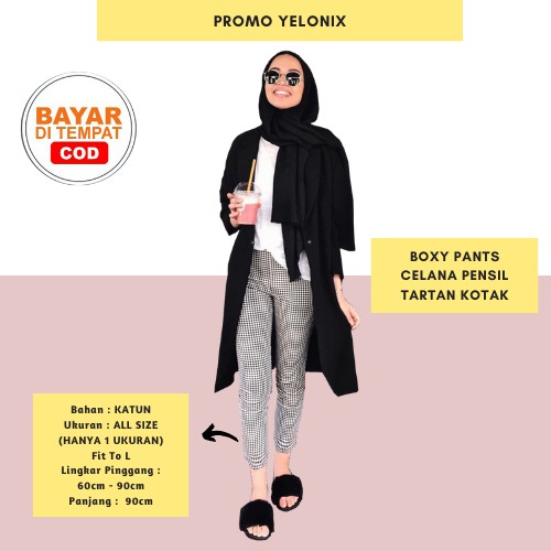 BOXY PANTS PREMIUM/ CELANA PENSIL TARTAN / CELANA BAGGY PANTS KOTAK / CELANA KOTAK