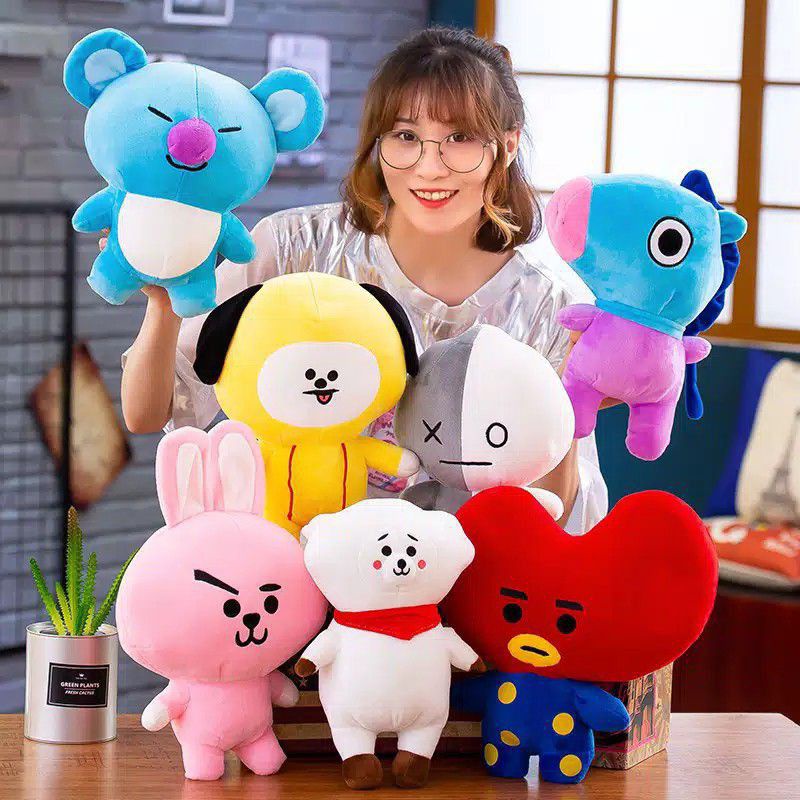 Boneka  Bt21 Unofficial Full Body Tinggi 23cm Cooky Chimmy RJ Tata Van Koya Mang Shooky Boneka BTS b