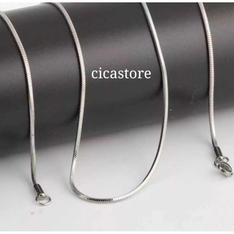 Cicastoree.kalung silver titanium / kalung bulat silver pria dan wanita