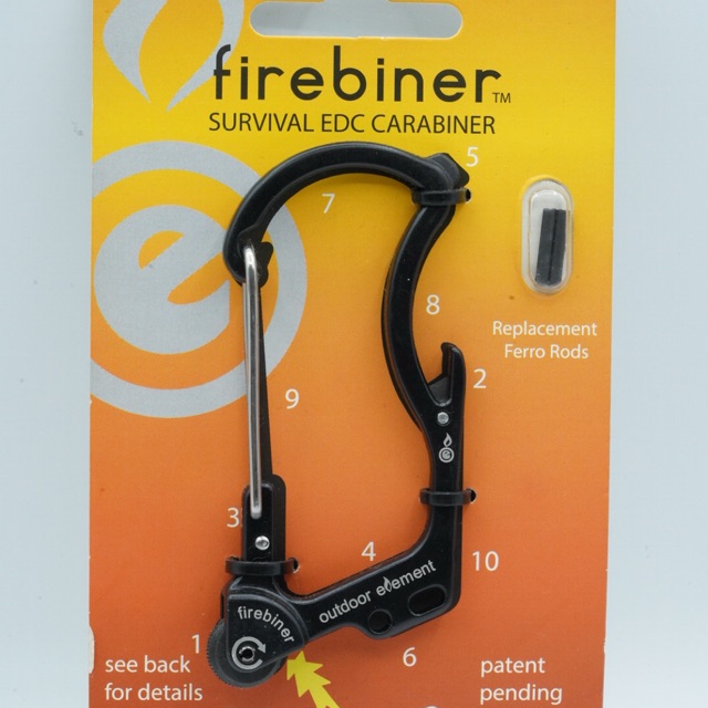 Carabiner FireBiner - Survival EDC Carabiner - Outdoor Element - Black
