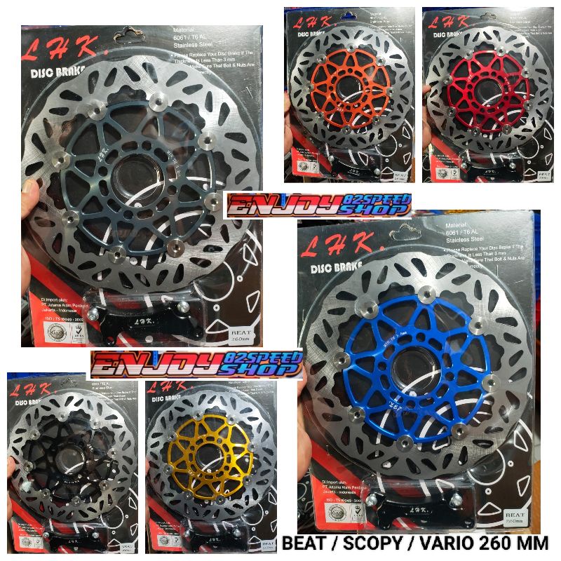 Disc piringan cakram Depan LHK kualitas copy psm flower floating cnc titanium ukuran 260 mm Beat scopy vario lubang 4