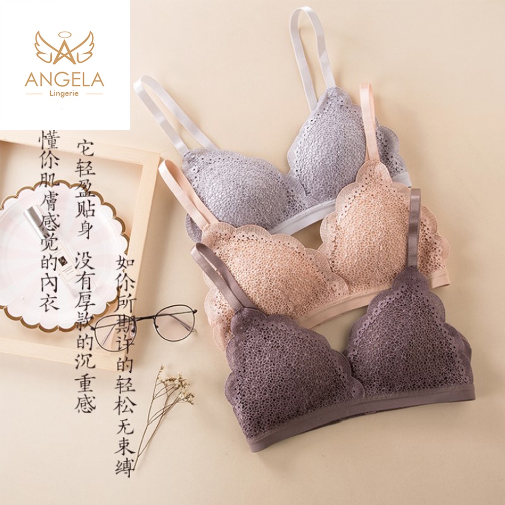 ANGELA PREMIUM JAPAN Bra BH Push Up Set Tanpa Kawat Celana Dalam Wanita Bikini Sport Beha Lingerie Korea Fashion Remaja Perempuan Sexy Pakaian Dalam BISA COD Renang Motif Cewek Pita Bunga Murah Jumbo Jepang Cewe