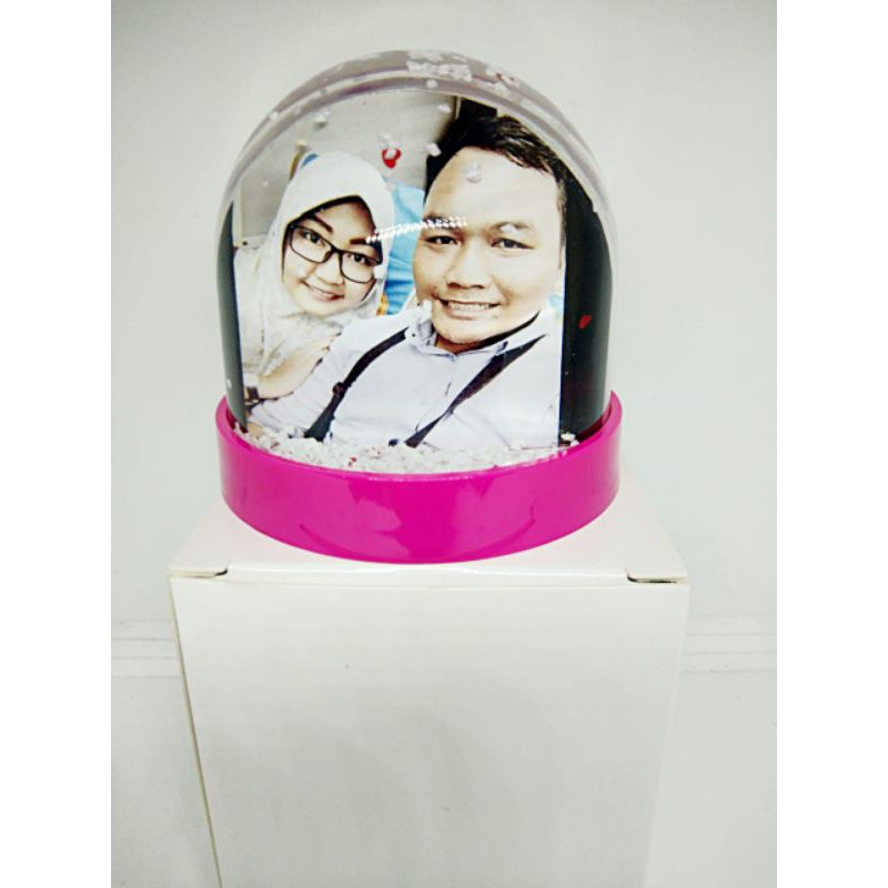 Bingkai foto air akrilik waterball snowglobe snowball bola salju air mainan custom foto wedding part