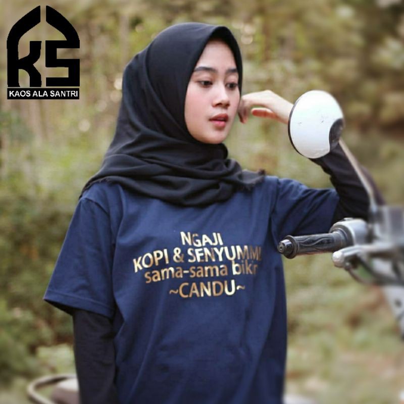 KAOS SANTRI SALAFI - NGAJI, KOPI, DAN SENYUMMU