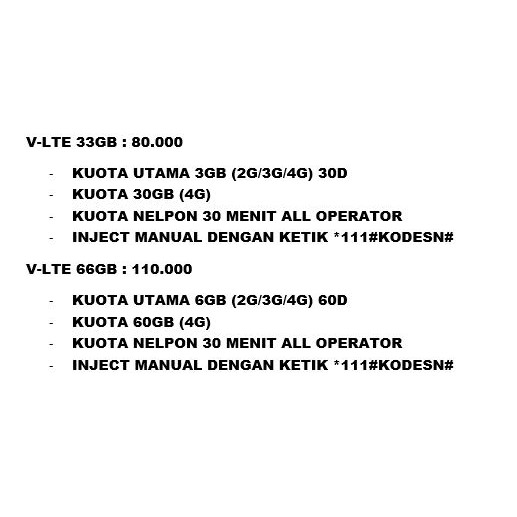 Kuota tri 33GB 66GB 24 jam
