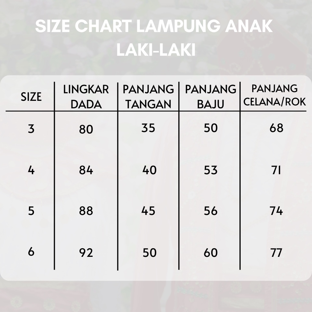 Baju adat Lampung anak-anak satuan (Laki/Cewek)