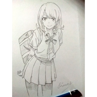 Jual Gambar sketsa anime bisa request | Gambar pensil anime A4 Full