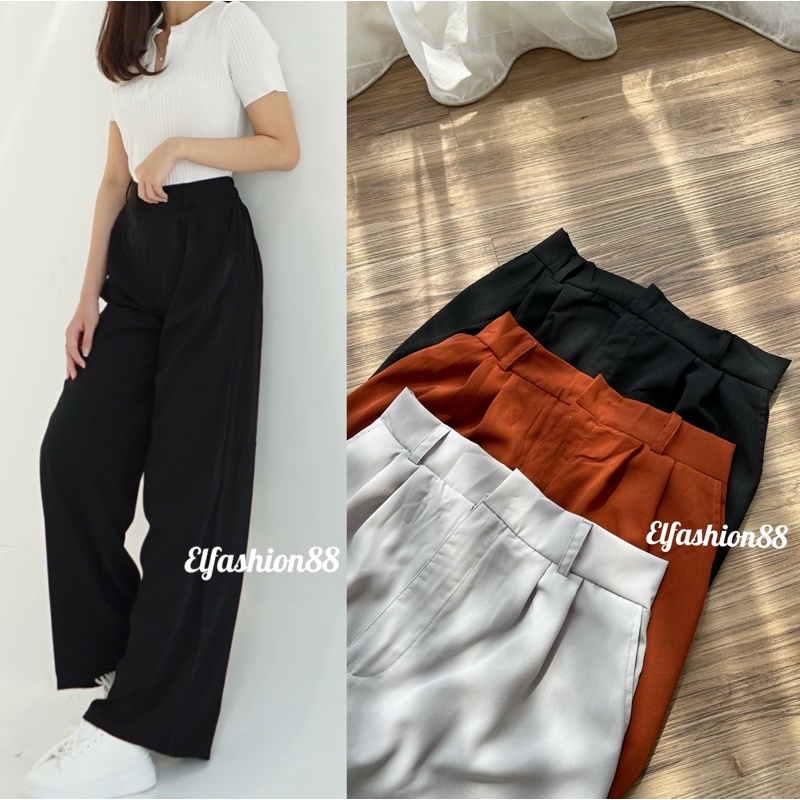 Celana Polyester Long Kulot Wanita || Highwaist Celana Kulot