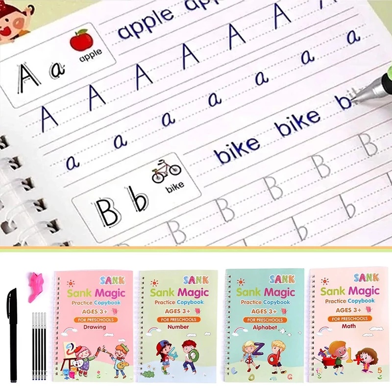 Gelasa Buku Small Sank Magic Pratice Copybook dengan 5 refill tinta