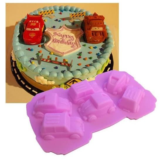 3D Silicone Mold Fondant Cake Decoration - Cars 6 Cavities