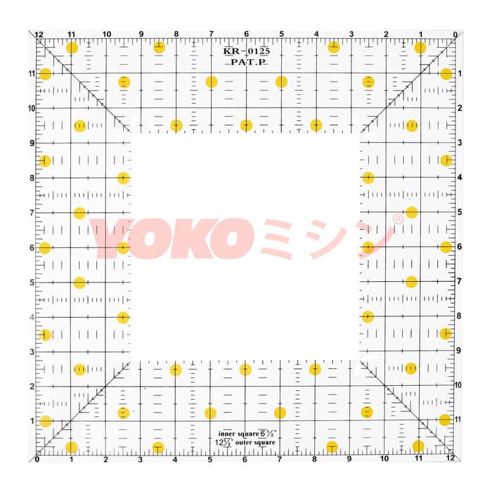 Square Quilting Template Set - Penggaris Pola Persegi 12 inch (KR-0125)