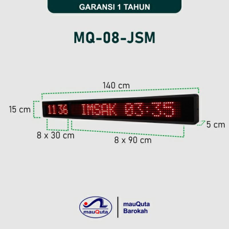 Mauquta MQ-08-JS Jam Digital Jadwal Sholat Runningtext Iqomah