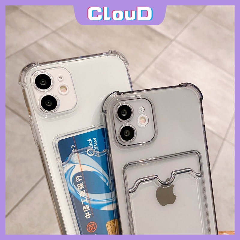 Soft Case Dompet Kartu Bahan Silikon Tahan Banting Untuk iphone 11 12 13 pro max XR x xs max 7 8 plus se 2020