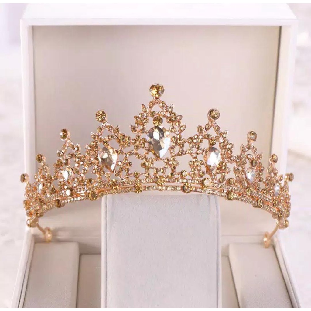 Blue Gold And Silver Chava Crown - Mahkota Pengantin Elegan - Aksesoris Rambut Pengantin