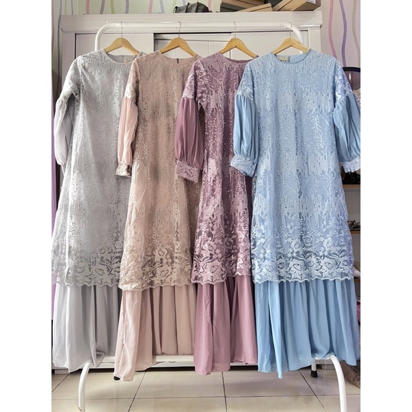 Gamis Dress brukat raya alunicorn puthic fuji citra nbilla