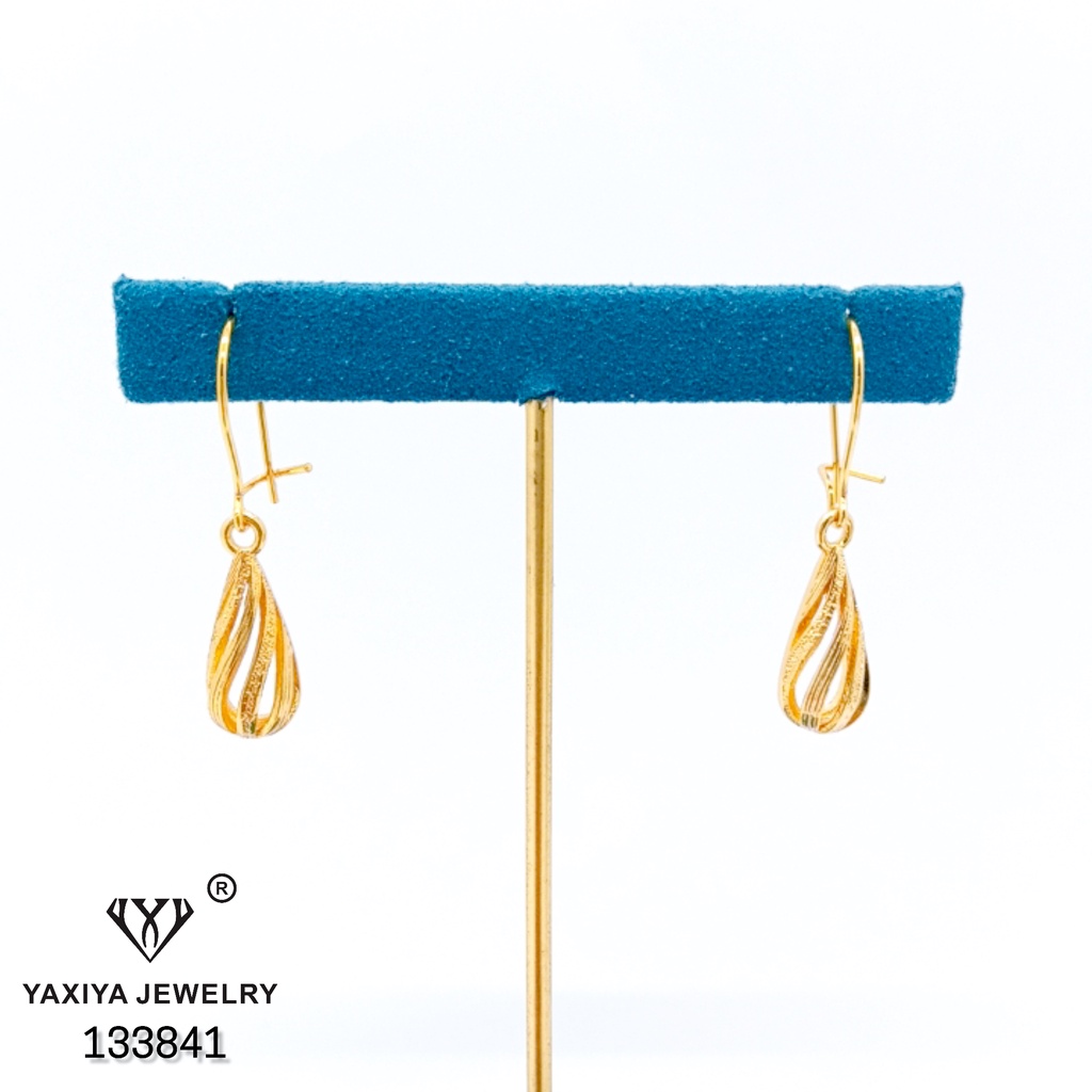Yaxiya Anting Wanita Gantung Polos Tetes Air Perhiasan 18k 344-3