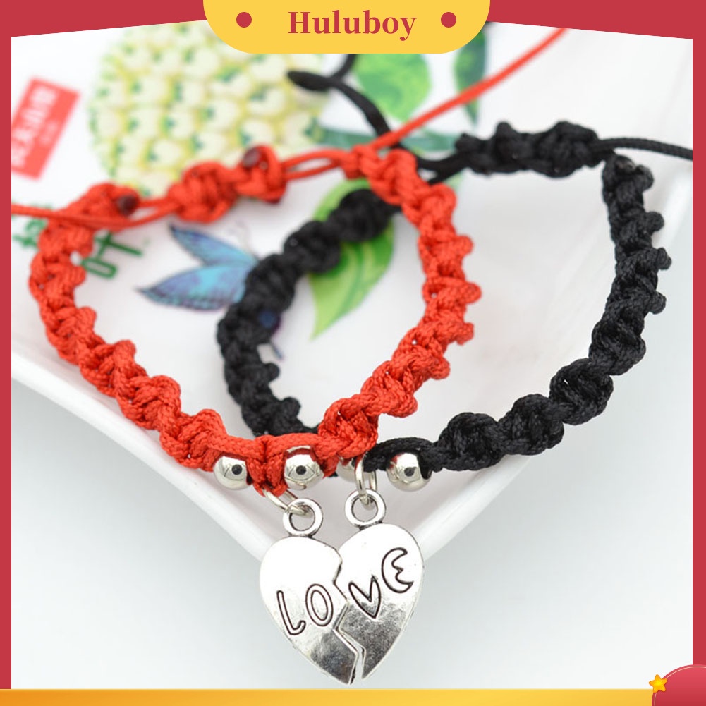 Hu Hu Hu Hu Hu Alat Bantu Pasang Kacamata♡ 2pcs Gelang Tali Kepang Dengan Charm Hati Terbelah Untuk Ibuanak Perempuan