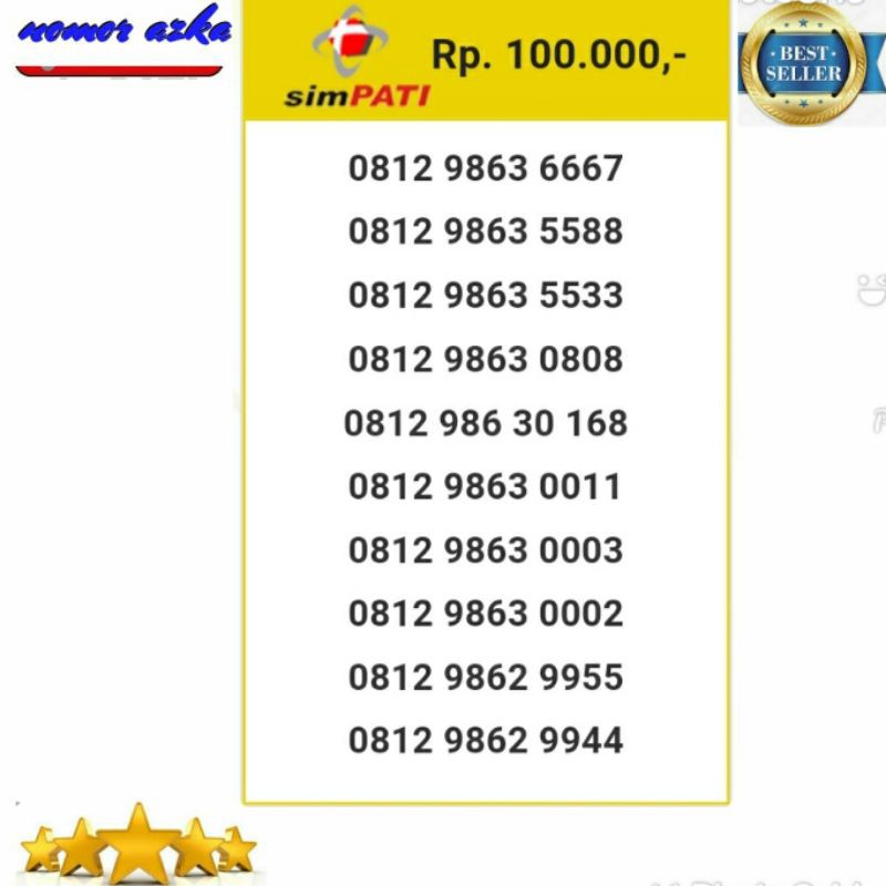 Nomer Cantik Kartu Simpati 0812 9863 6667 Seri Triple 666 Rapih Bms02