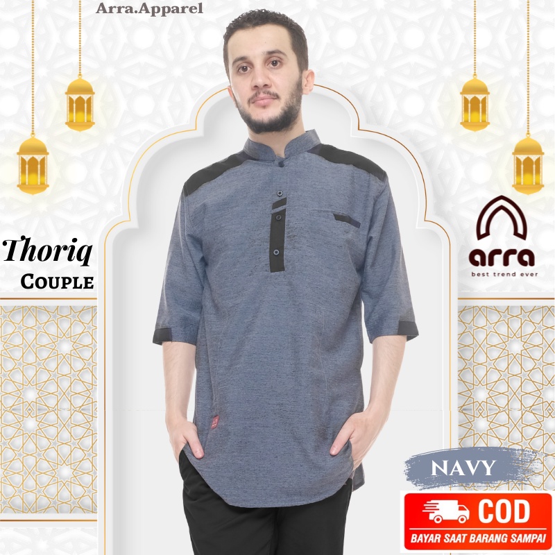 Baju Koko Muslim Pria Dewasa Lengan Pendek Kokoh Putih Premium LebaranTerbaru Polos Bordir Hitam xxl