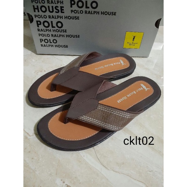 Sandal Branded Pria / Sendal Kulit Sintetis / Sandal Polo Original Brand / Jepit laki Laki