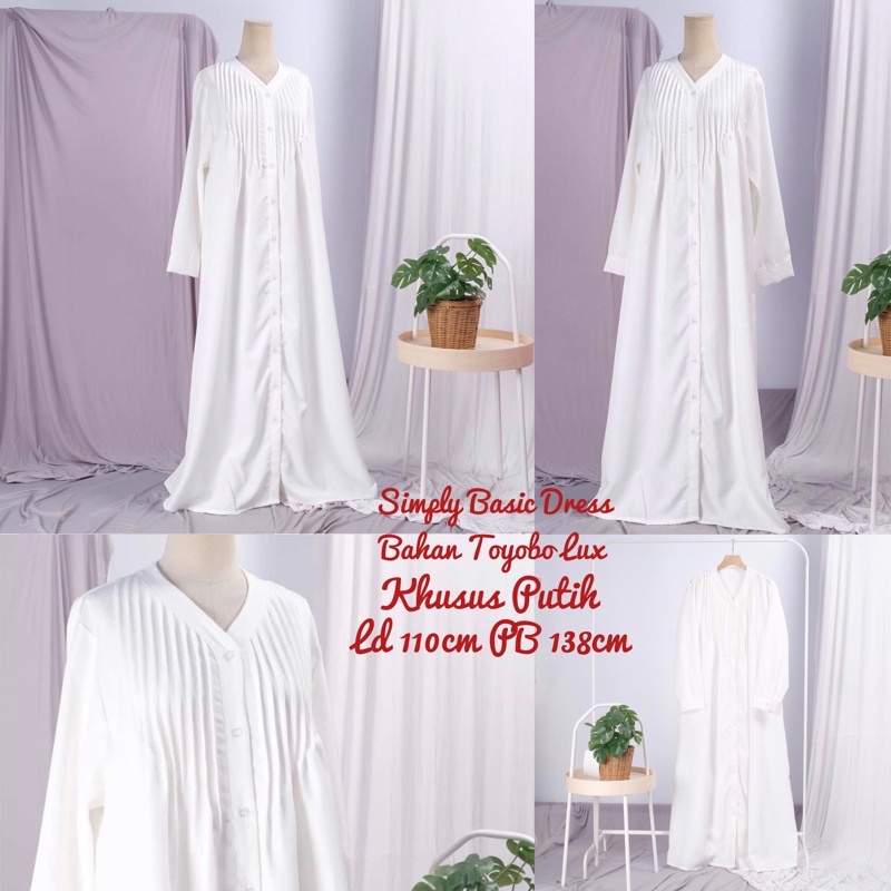 Daily Vintage Gamis Polos Umpak Dress Susun Rempel Katun Poplin/Toyobo