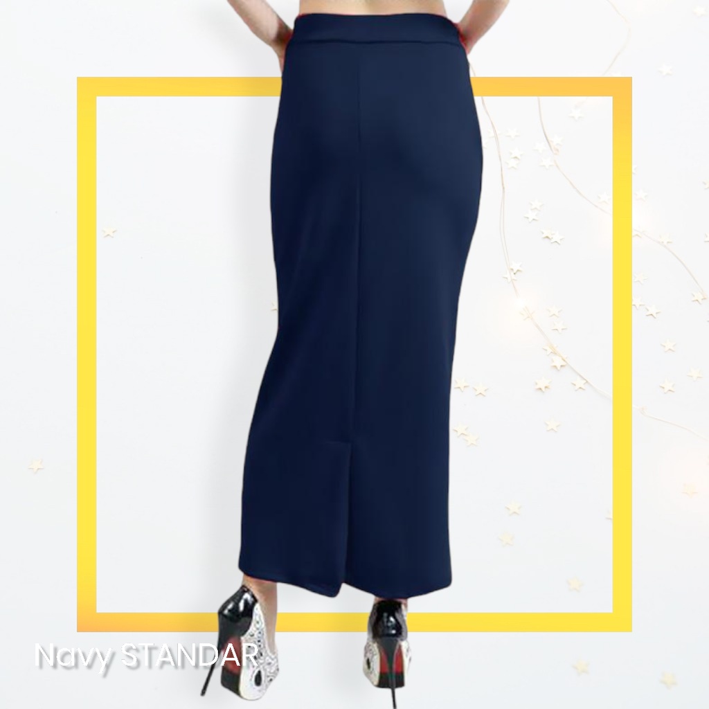 Rok Kantor Span Scuba Panjang JUMBO / Rok Kerja / Rok Pencil Scuba / Rok Span Maxi Skirt-Navy