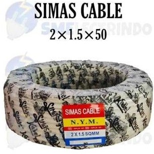 Kabel Listrik NYM 2x1,5mm @50 Tembaga Murni SIMAS (Standar SNI-LMK)