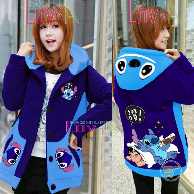 JAKET STITCH LILO TOGETHER HOODIE KOREA SWEATER MANTEL BLAZER COAT JACKET WANITA CEWE COWO COUPLE OK