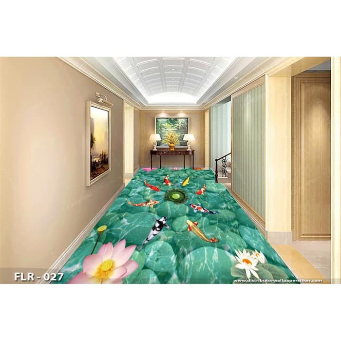 WALLPAPER STICKER CUSTOM 3D WALLPAPER LANTAI IKAN