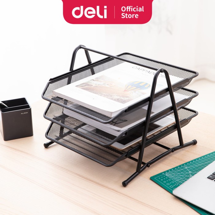 

READY Deli E9181 File Tray/Tray Dokumen-3-tier Mesh File Tray BERKUALITAS