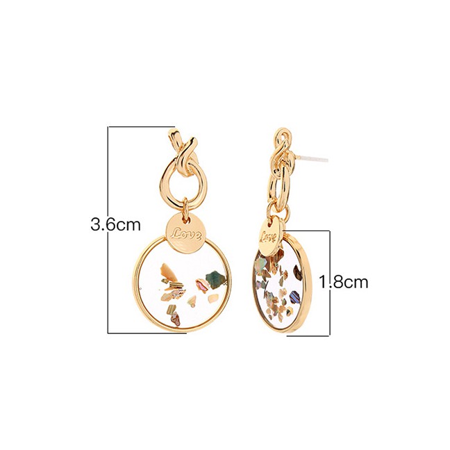 LRC Anting Tusuk Fashion Gold Geometric Circle Love Earrings F94047