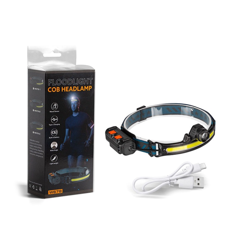 Btsg Untuk Head Lamp for Night Outdoor Activity Waterproof USB Charging Floodlight Port