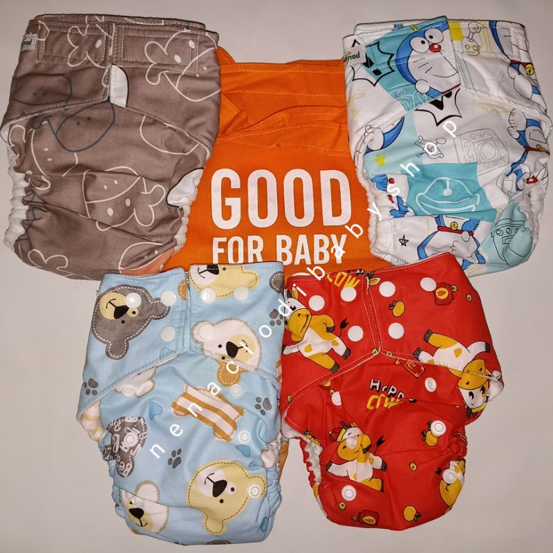 Bundle Clodi Nadnad by Sakina mix campur new born 3-15kg 4clodi 4insert pocket cover Newborn baby ba