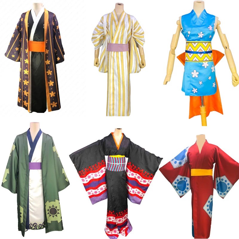 Haori Baju Cosplay Kimono Jubah Anime One Piece Luffy Zoro Law Sanji Nami Wano Arc