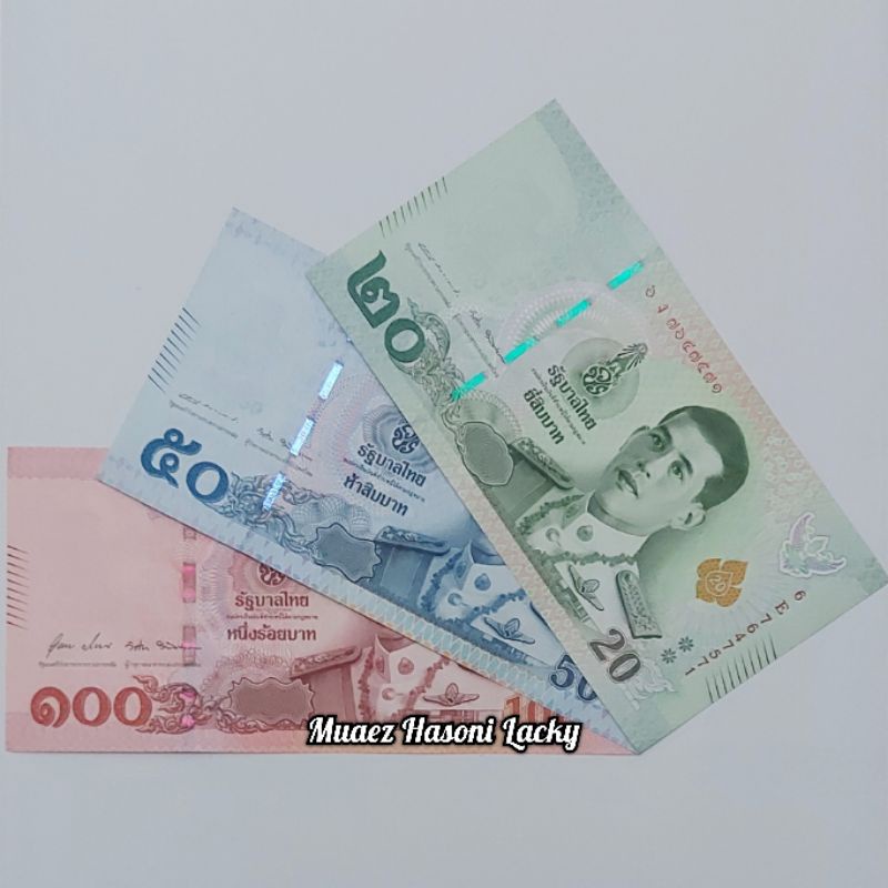 Koleksi Satu Set Paket Lengkap Bath Thailand Pecahan 20 50 Dan 100 Bath Original