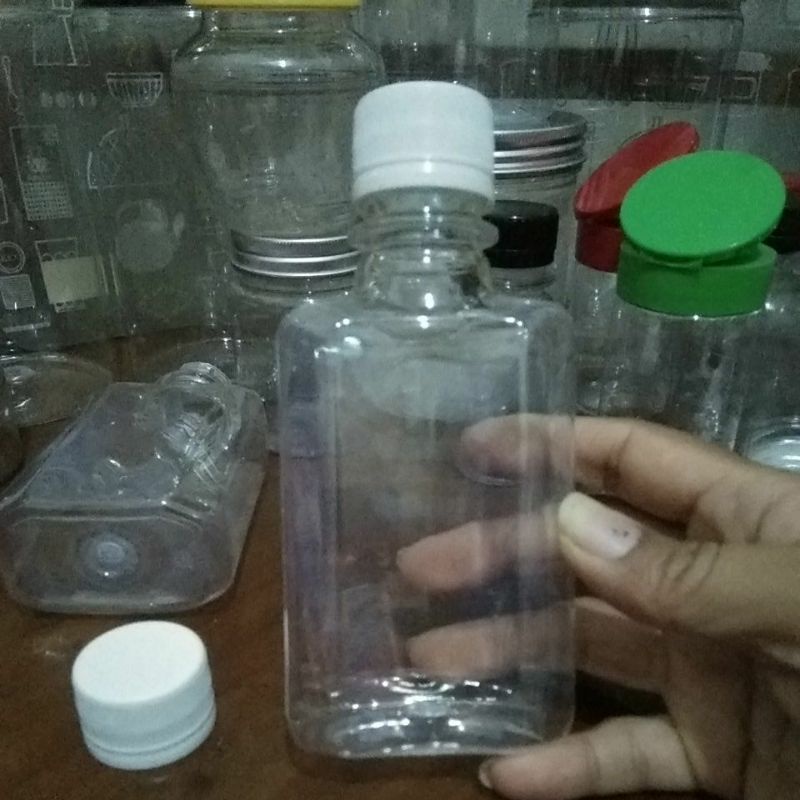 Botol plastik tebal gepeng 200ml kotak tutup rapat/minuman