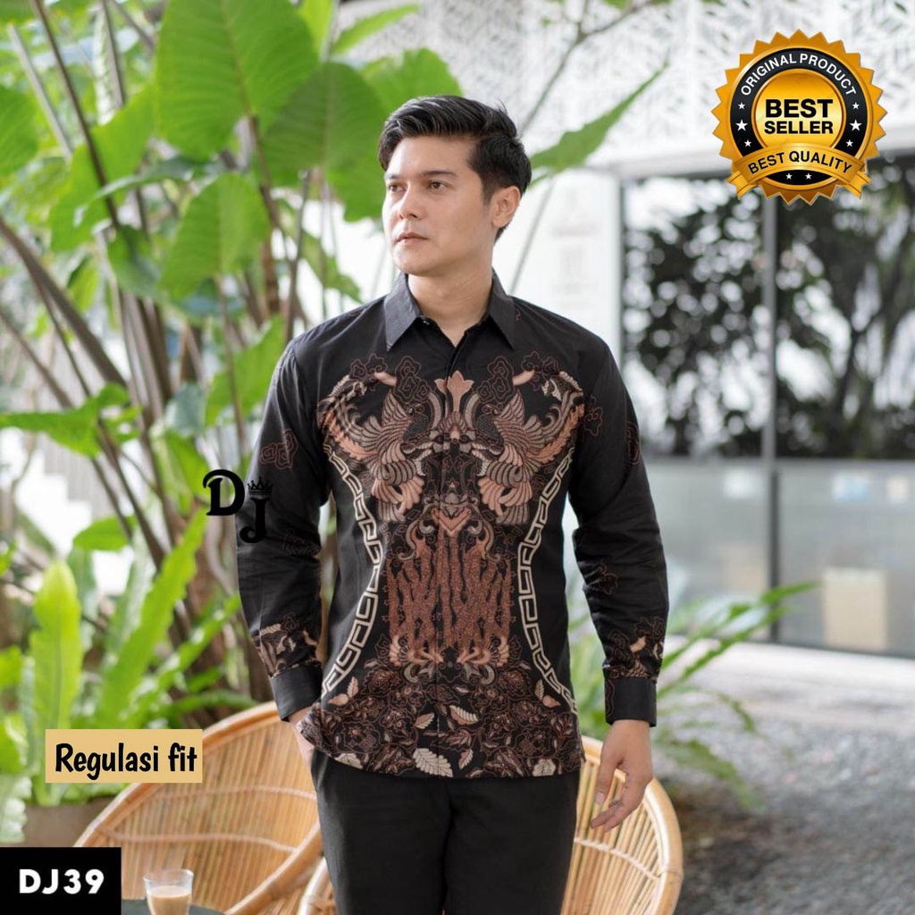 [BATIK PRIA] Kemeja Batik Pria Atasan Batik Pria Lengan Panjang Kenongo Hem Padi Pekalongan M L XL