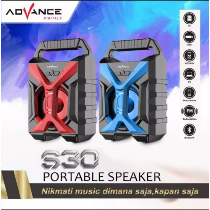 Speaker Bluetooth Portable Advance S30 Hi-Fi Super bass Aux/TX Card MP3 Player USB