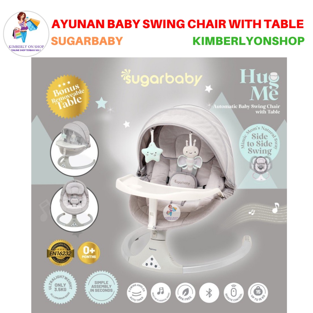 Ayunan Bayi Automatic Baby Swing Chair with Table HUG ME Sugar Baby