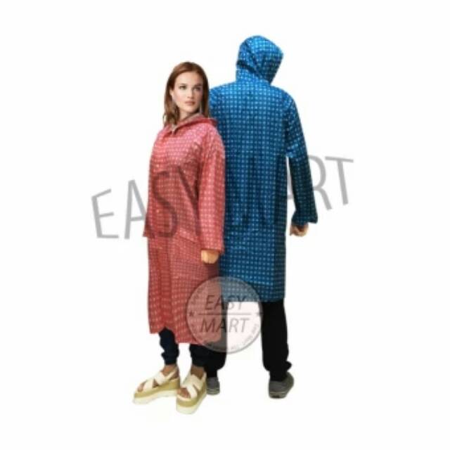 jas hujan rosida polkadot model terusan seperti gamis