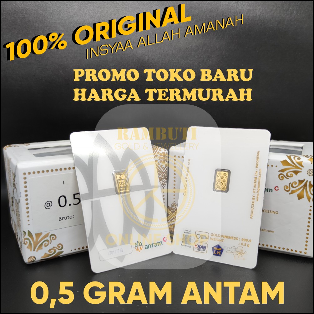 LM Antam 0,5 gram Certieye 2021 2020 , LOGAM MULIA TERBARU Emas Antam 0,5 Certicard